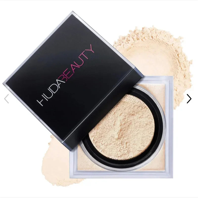 Huda Beauty, poudre délicate à prendre en charge, longue tenue, sans perte de maquillage, contrôle de l’huile, blocage de l’humidité, création d’un maquillage à base zéro pore