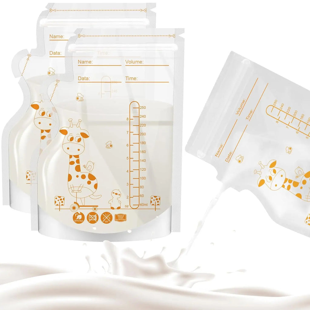 250ml 100pcs Sac de stockage de lait maternel Conteneurs de stockage d’aliments pour bébés autoportants Sacs de congélateur à lait sans fuite Aliment sûr BPA Exempt