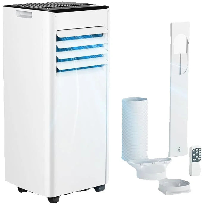 Climatiseur mobile 7000 BTU, 4-en-1, tuyau d’évacuation de l’air, affichage, télécommande, kit fenêtre, jusqu’à 20 m 2, classe énergétique A